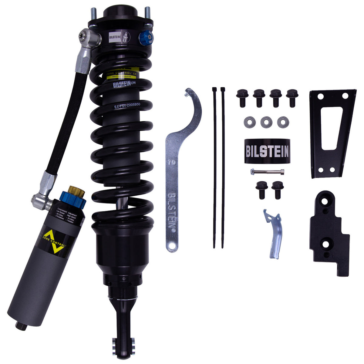 Bilstein B8 8112 ZoneControl CR DSA+ externally adjustable front coilover with remote reservoir and mounting hardware