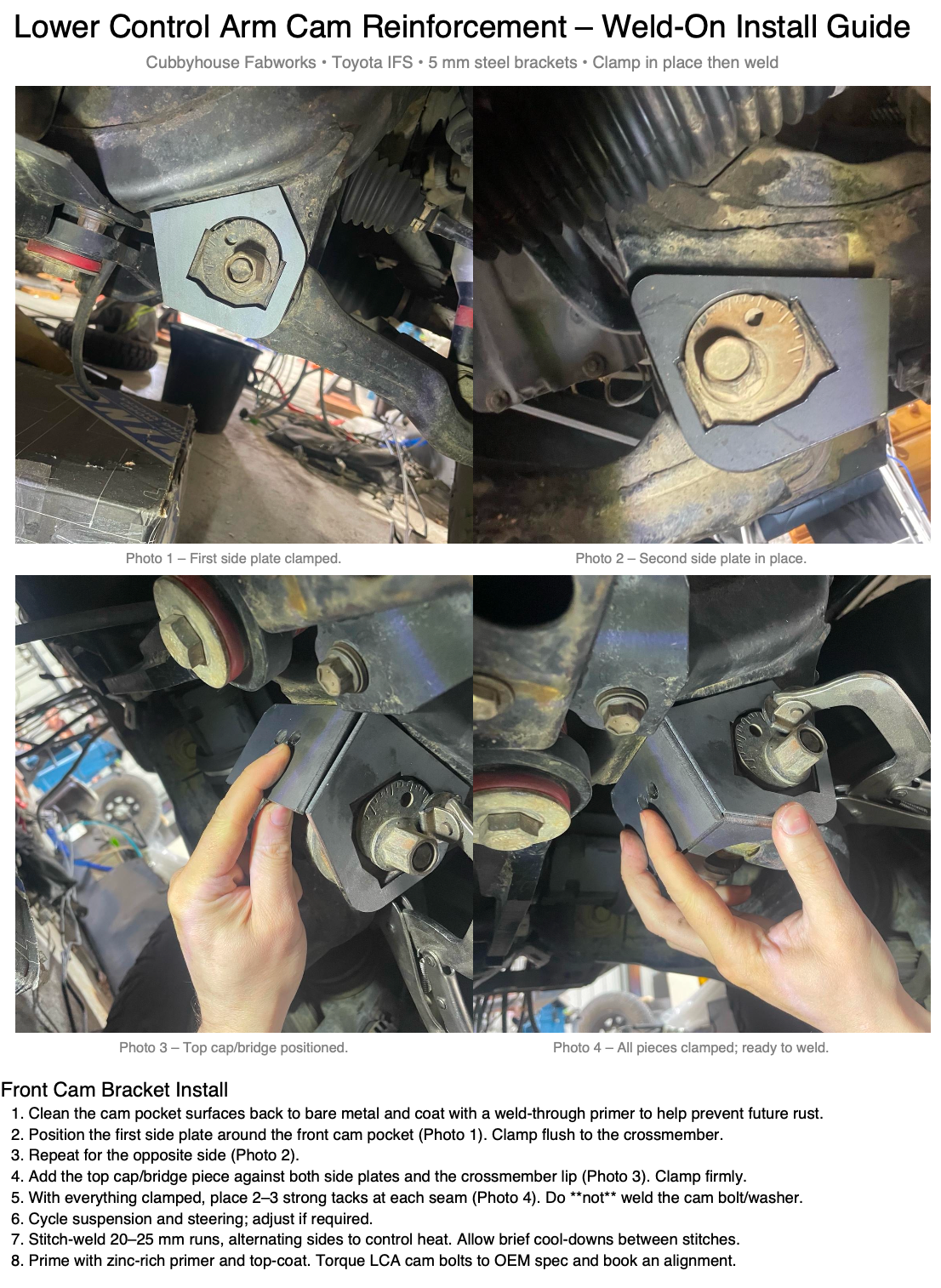 Hilux n70 Lower Control Arm Brace Kit | Weld-On/Bolt-On - Cubby House Fabworks